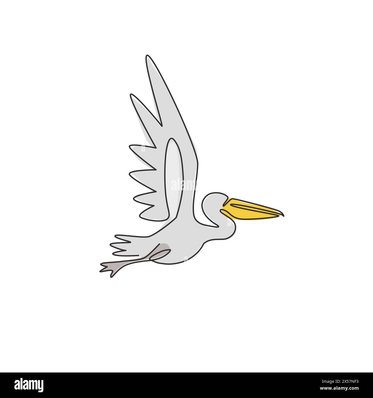 Eine durchgehende Linienzeichnung aus niedlichem Pelikan für die Logo-Identität des Lieferdienstunternehmens. Großes Vogelmaskottkonzept für den Produktversand enterpr Stock Vektor