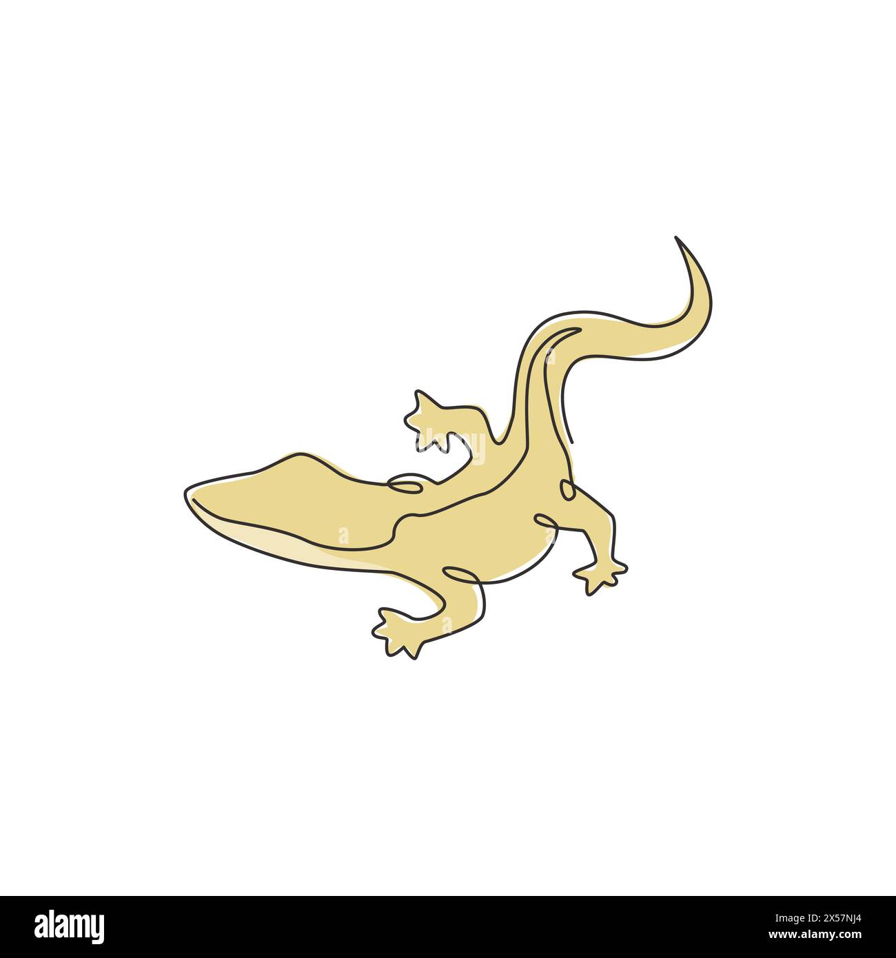 Einzelne durchgehende Linienzeichnung einer entzückenden Steinechse für die Logo-Identität der Tierliebhaber. Wunderschönes Tiermaskottchen-Konzept für Reptilienzoo. Eins Stock Vektor