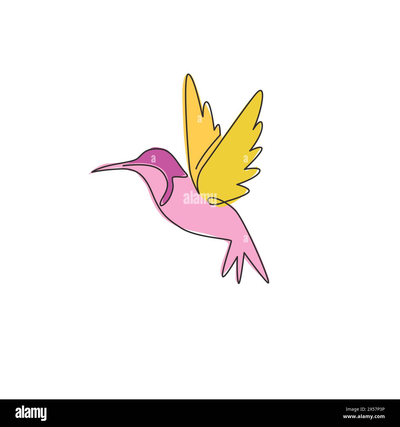 Einzelne durchgehende Linienzeichnung mit entzückendem Kolibri für Firmenlogo-Identität. Winziges Schönheitsvogel Maskottkonzept für den nationalen Schutz Stock Vektor