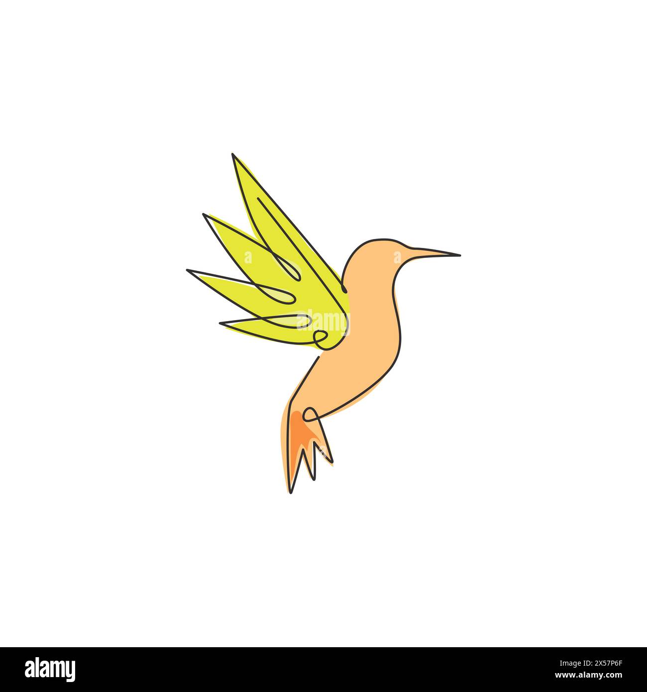 Eine einzeilige Zeichnung mit niedlichem Kolibri für Firmenlogo. Kleines Beauty-Vogelmaskottkonzept für den Vogelpark. Fortlaufend Stock Vektor
