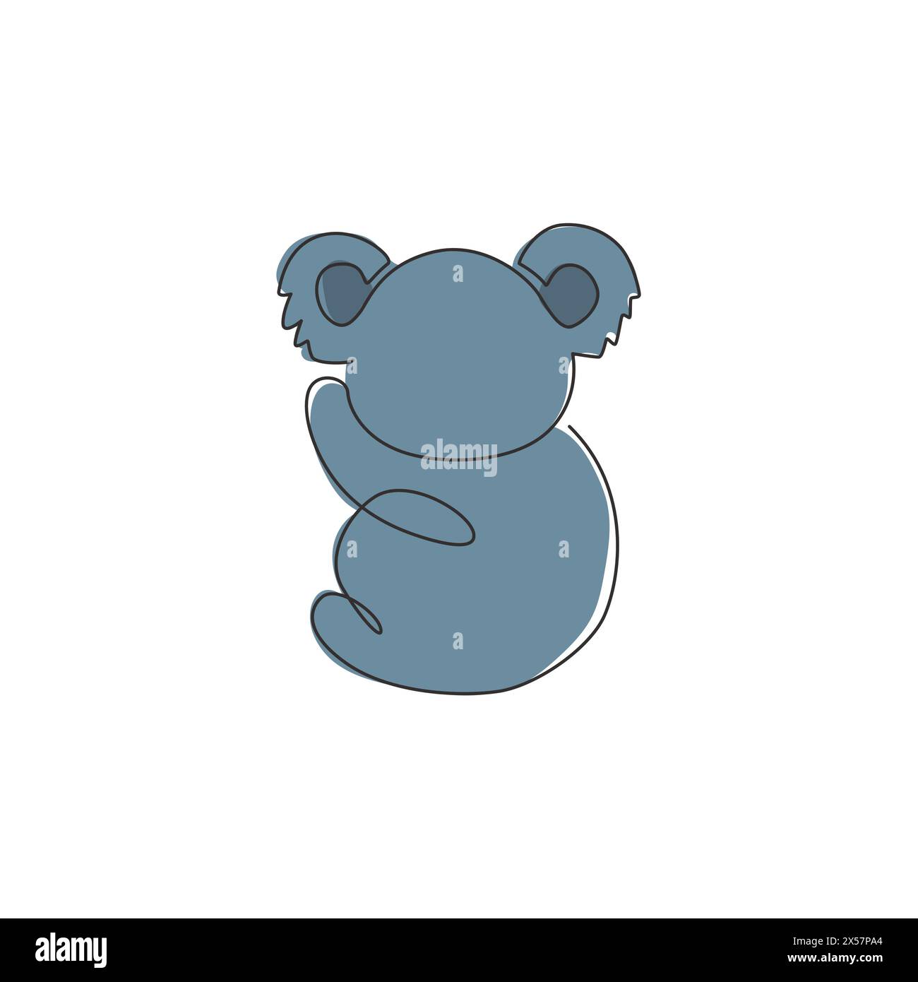 Eine durchgehende Linienzeichnung mit entzückendem Koala auf dem Baum für die Identität des nationalen Zoos. Kleiner Bär aus Australien Maskottkonzept für Naturschutzpark Stock Vektor