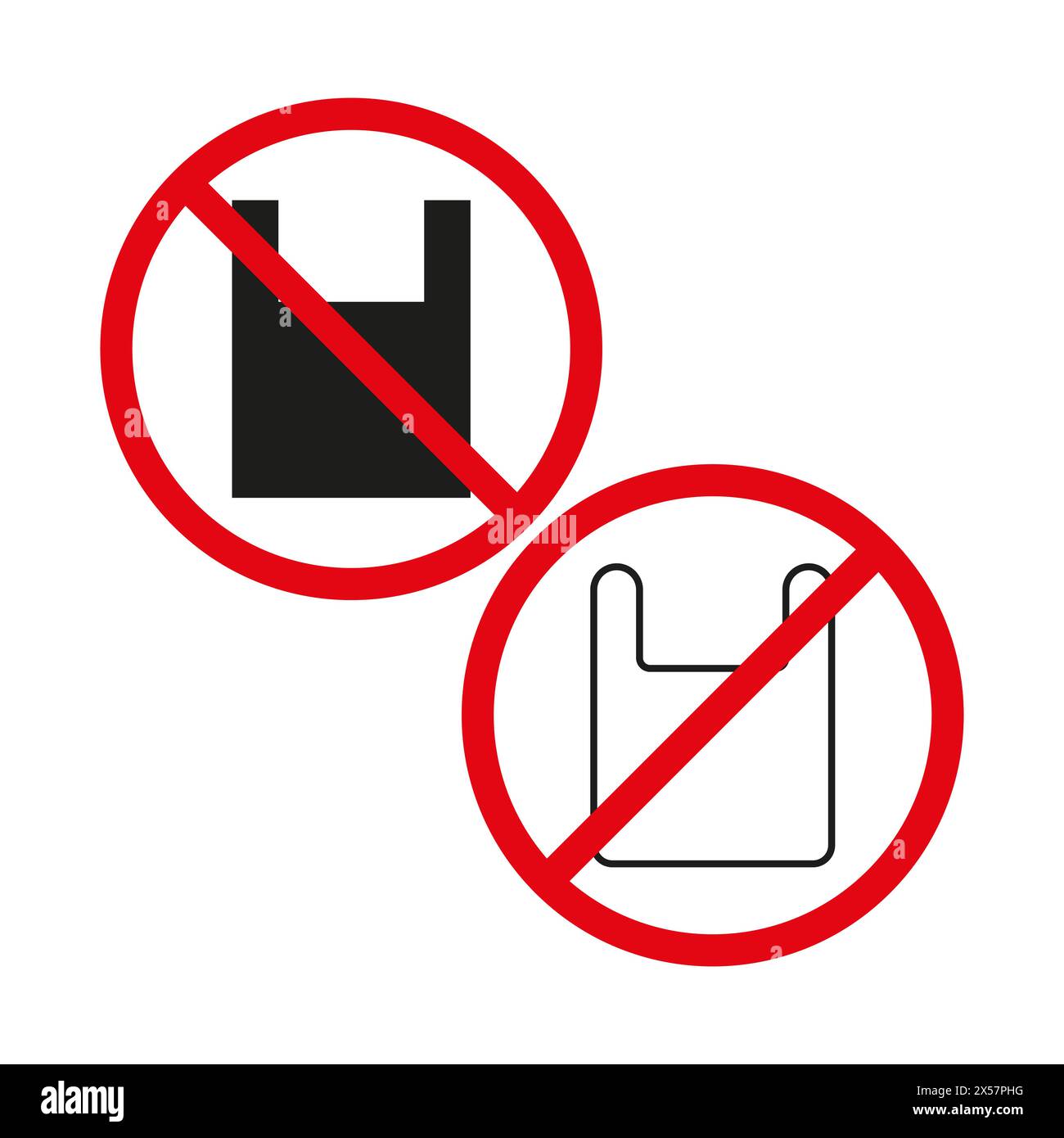 Kein Schild mit Plastiktüten. Symbol für den Umweltschutz. Symbol für Vektorverbot. Umweltfreundliches Konzept. Stock Vektor