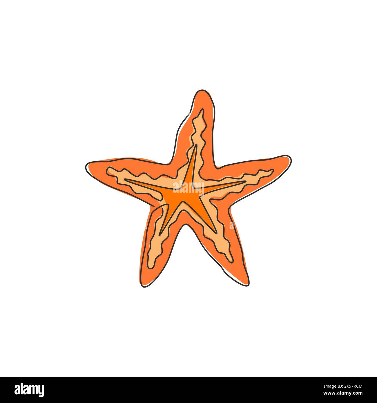 Eine einzeilige Zeichnung des Beauty SEA STAR für Logo-Identität. Seestern-Maskottchen-Konzept für Asteroiden-Tierknopf. Modernes, durchgängiges Liniendesign V Stock Vektor