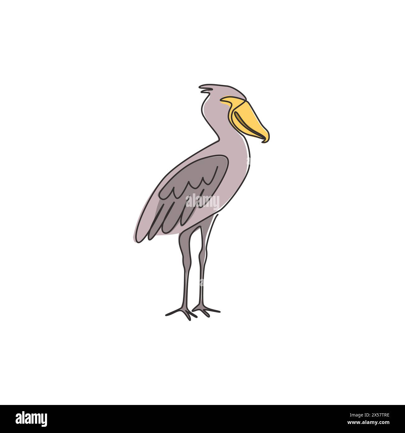 Eine einzige Zeilenzeichnung mit enormer Schnürung für die Identität des Firmenlogos. Großes prähistorisches Vogelmaskottkonzept als Vogelschutzsymbol. Moderne konti Stock Vektor