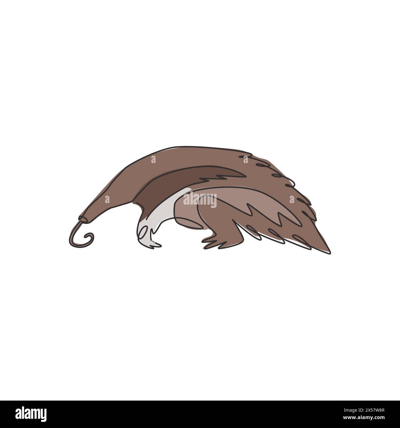 Einzelne durchgehende Linienzeichnung eines großen Ameisenblatts zur Identifikation des Logos. Insektenfressenes Tiermaskottkonzept für die Ikone des National Conservation Parks. Modern an Stock Vektor