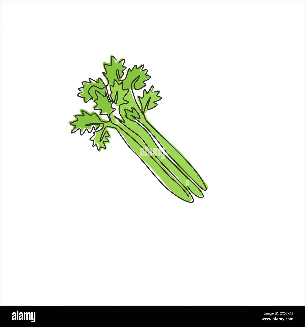 Einzelne durchgehende Linienzeichnung von gesundem Bio-Sellerie für Farm-Logo-Identität. Frisches Sumpfpflanzenkonzept für Gemüsesymbol. Modern Stock Vektor