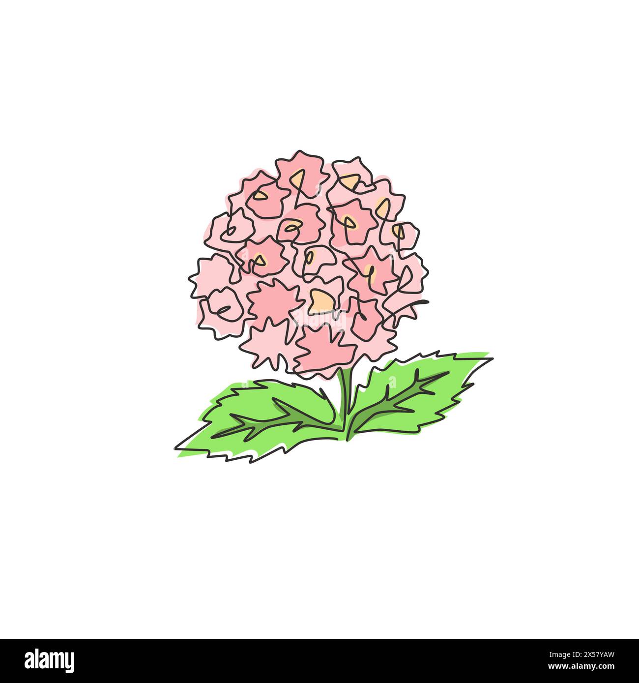 Einzelne durchgehende Linienzeichnung mit Beauty Fresh lantana for Garden Logo. Dekoratives Strauchverbene Blütenkonzept für Wohnwand Dekor Kunstplakat. Stock Vektor