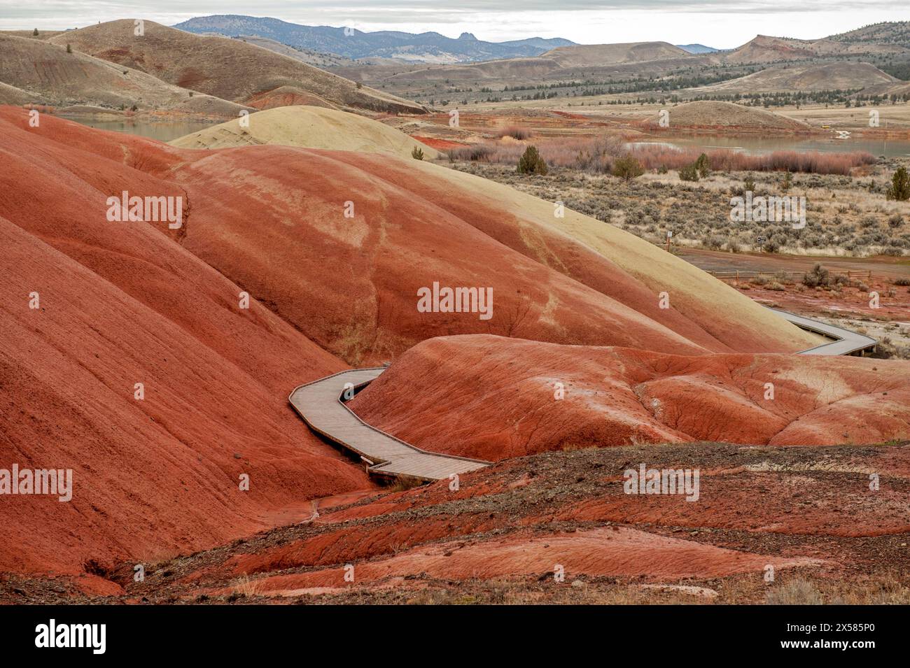 Der Painted Cove Trail im John Day Fossil Beds National Monument ist eine Promenade, die Besuchern einen Blick auf die Paläosole (antike Soi) aus nächster Nähe ermöglicht Stockfoto