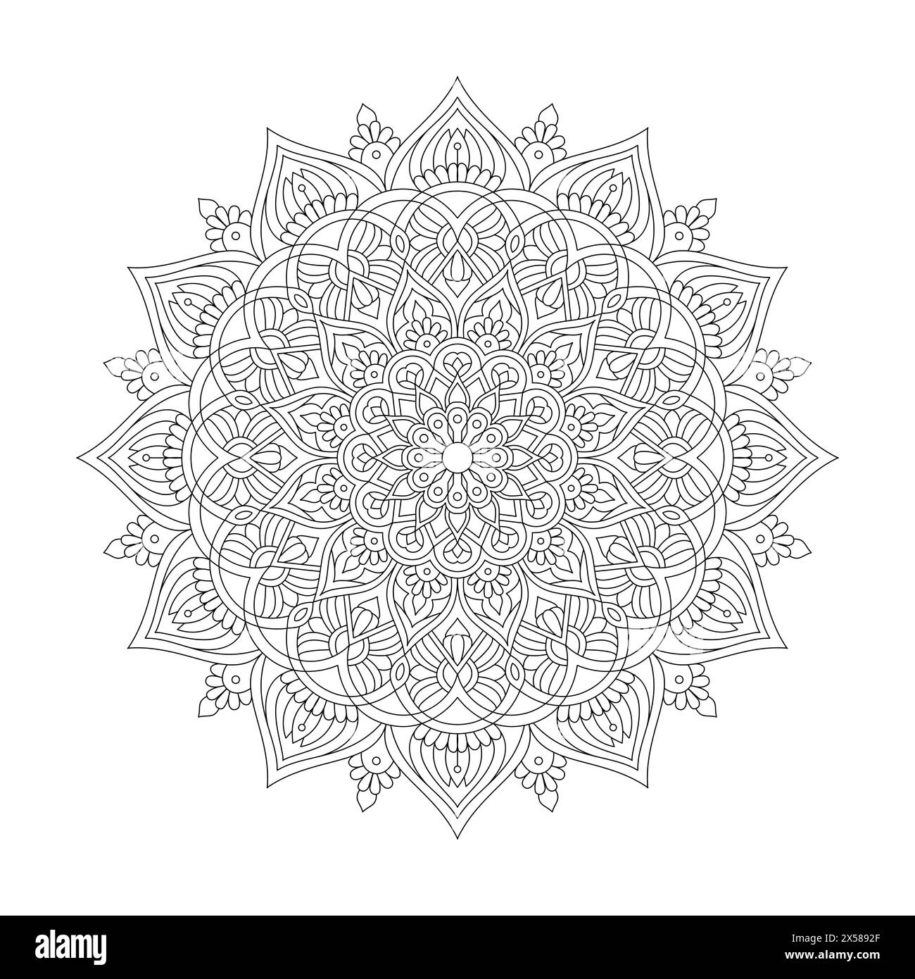 Clear-made Mandala Coloring Book Page für kdp Book Interior. Easy Mandala Malbuch Seiten für Erwachsene zum Entspannen, Erlebnisse geben Entspannung. Resizea Stock Vektor