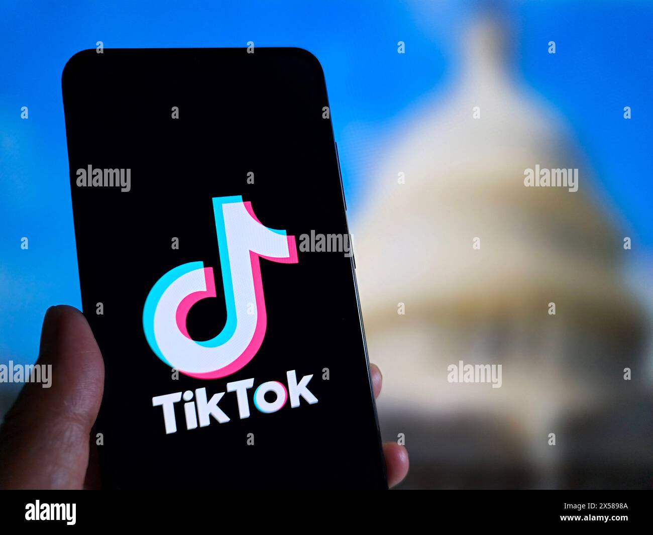SUQIAN, CHINA - 8. MAI 2024 - TikTok verklagte offiziell die Regierung der Vereinigten Staaten, Suqian, Provinz Jiangsu, China, 8. Mai. 2024. Stockfoto