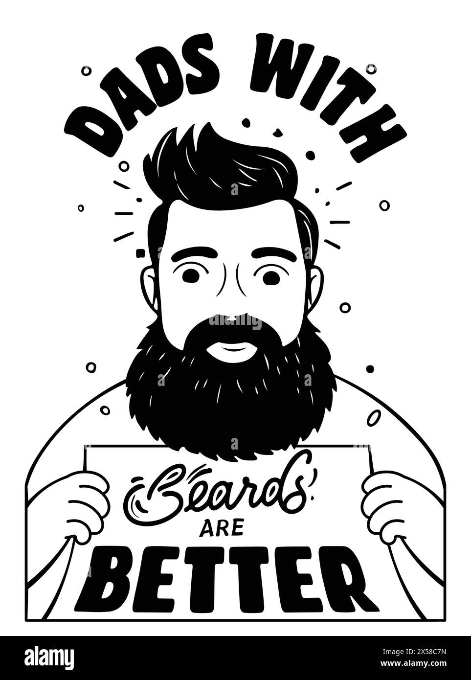 Väter mit Bärten sind besser, Typografie mit einem Mann. Stock Vektor