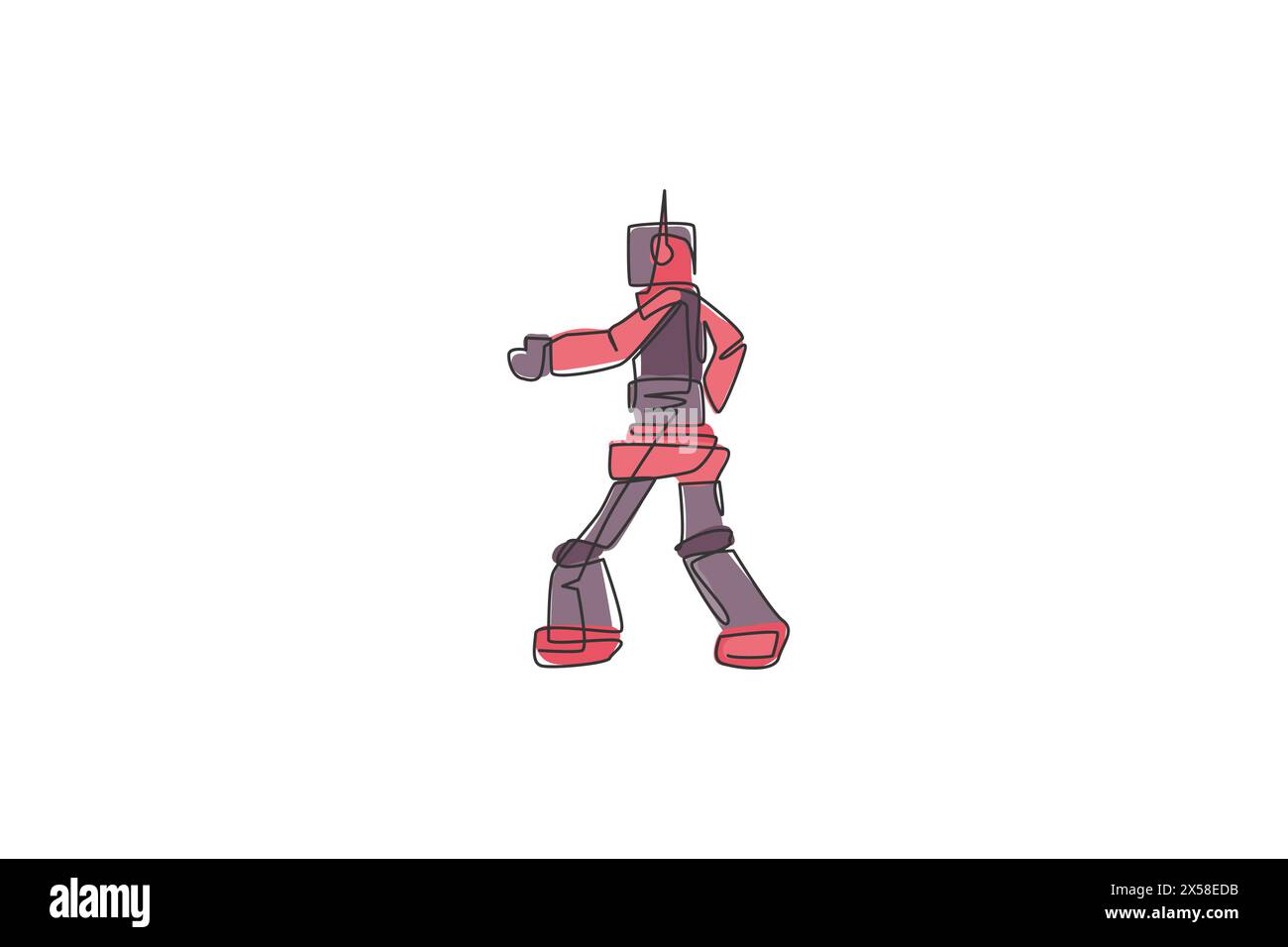 Eine durchgehende Linienzeichnung von intelligenter Roboter, künstlicher Intelligenz Produktvektorillustration. Zukunftsweisendes Technologieinnovationskonzept. Dynamische Sünde Stock Vektor