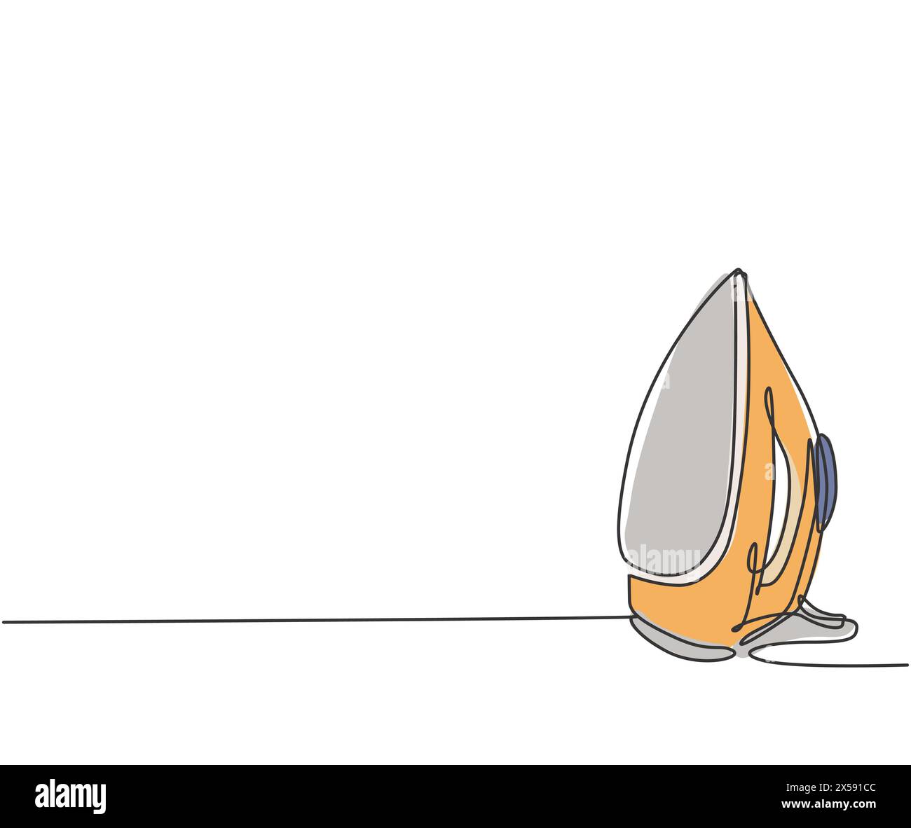 Eine durchgehende Linienzeichnung für das Bügeln eines elektrischen Haushaltsgeräts. Konzept der Vorlage für Haushaltsgeräte für Elektrizität. Trendiges, einzeiliges Ziehdesign Stock Vektor