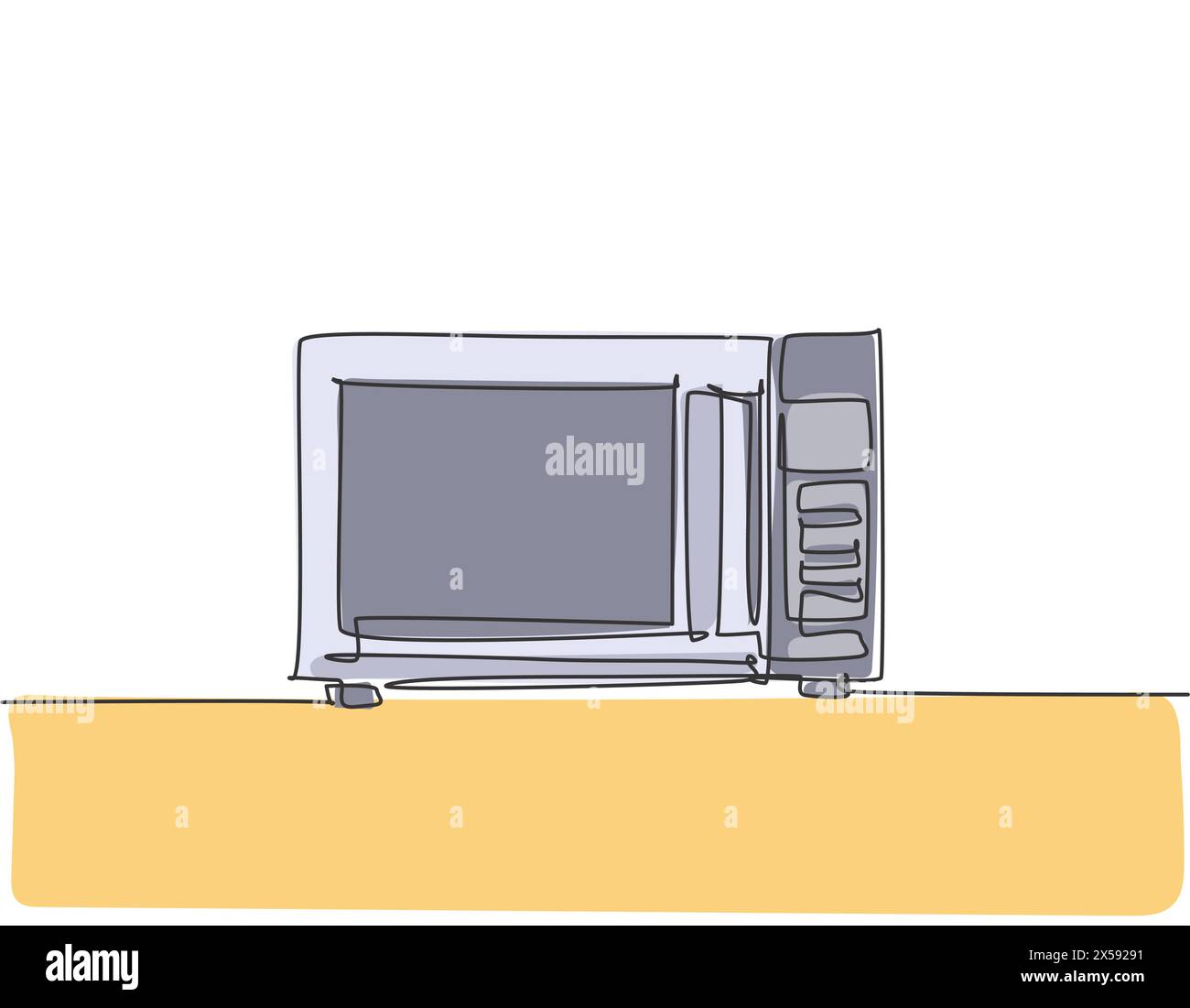 Eine durchgehende Linienzeichnung des Herds, Mikrowellenherd, elektrisches Haushaltsgerät. Konzept der Vorlage für Haushaltsgeräte für Elektrizität. Trendige einzeilige Zeichnung de Stock Vektor