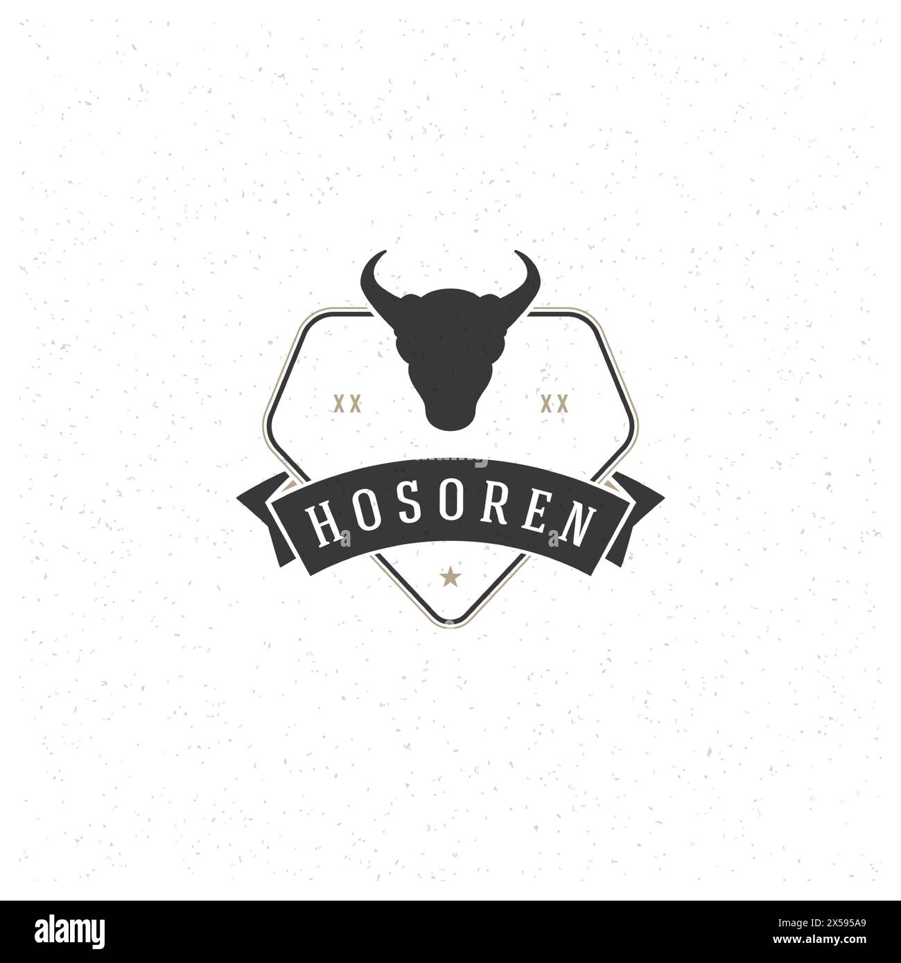 Stier- oder Kuhkopf-Designelement im Vintage-Stil für Logo, Abzeichen und anderes Design der Metzgerei. Illustration des Retro-Vektors. Kuh Silhouette. Stock Vektor