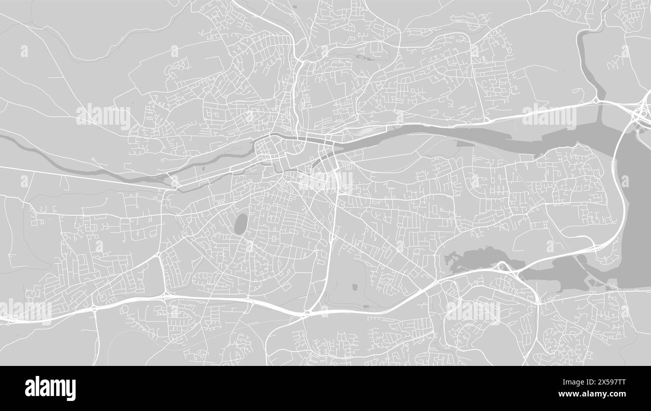 Hintergrund Cork Karte, Irland, weißes und hellgraues Stadtposter. Vektorkarte mit Straßen und Wasser. Breitbild-Proportionalformat, Digital Flat Design Roadmap. Stock Vektor