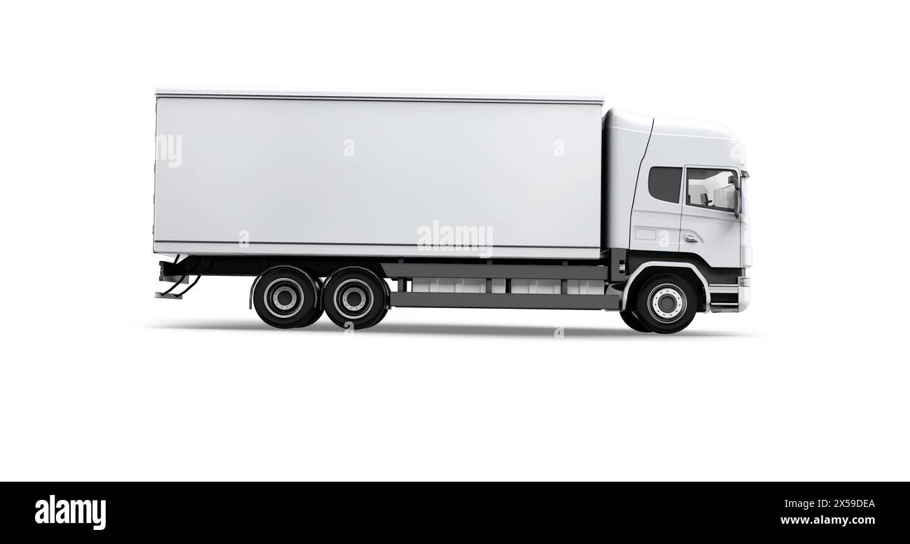 Truck Box Camion Mockup: 3D-Rendering Stockfoto