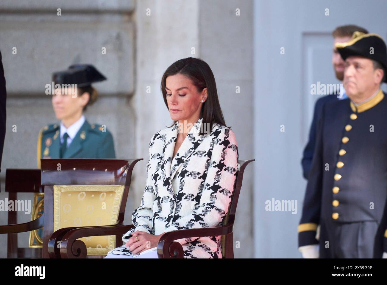 Madrid, Madrid, Spanien. Mai 2024. Königin Letizia von Spanien nimmt am 8. Mai 2024 am 2. Jahrestag der Nationalpolizei im Königspalast in Madrid Teil (Foto: © Jack Abuin/ZUMA Press Wire) NUR REDAKTIONELLE VERWENDUNG! Nicht für kommerzielle ZWECKE! Stockfoto