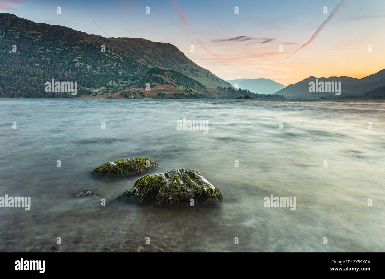 Ullswater in der Abenddämmerung, Lake District, Cumbria, England. Stockfoto