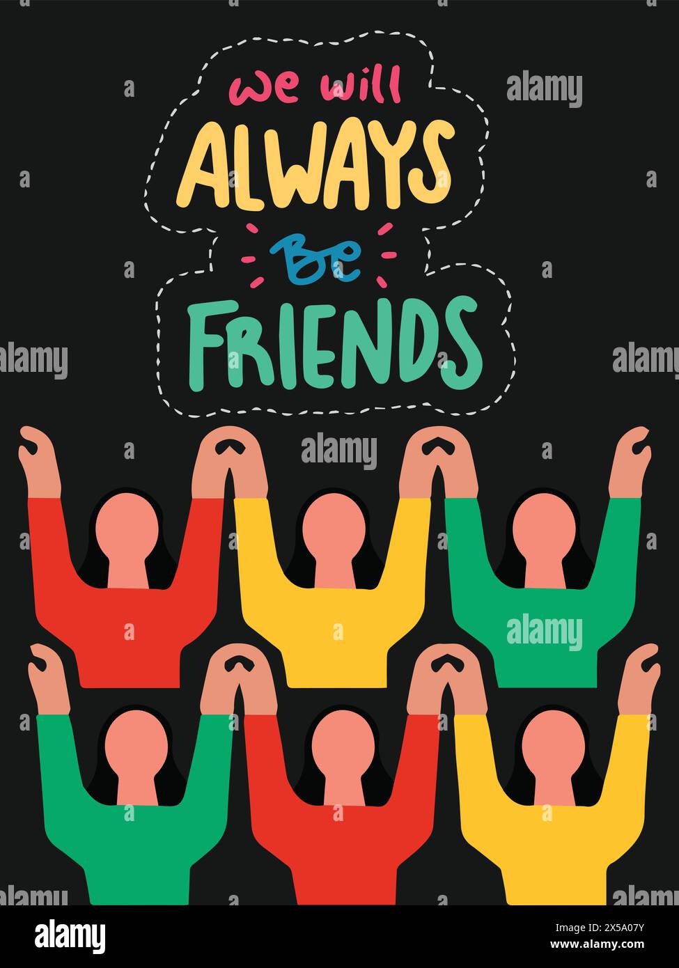 Du wirst immer meine Freunde mit Einer Gruppe von Frauen sein. „Freunde“-Illustration. Stock Vektor