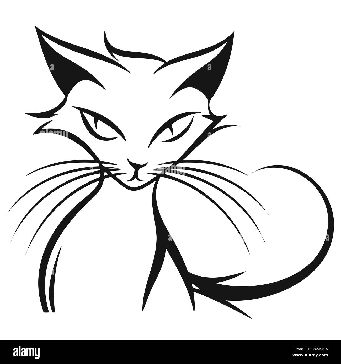 Schwarz-weiß-Illustration einer Katze Stock Vektor