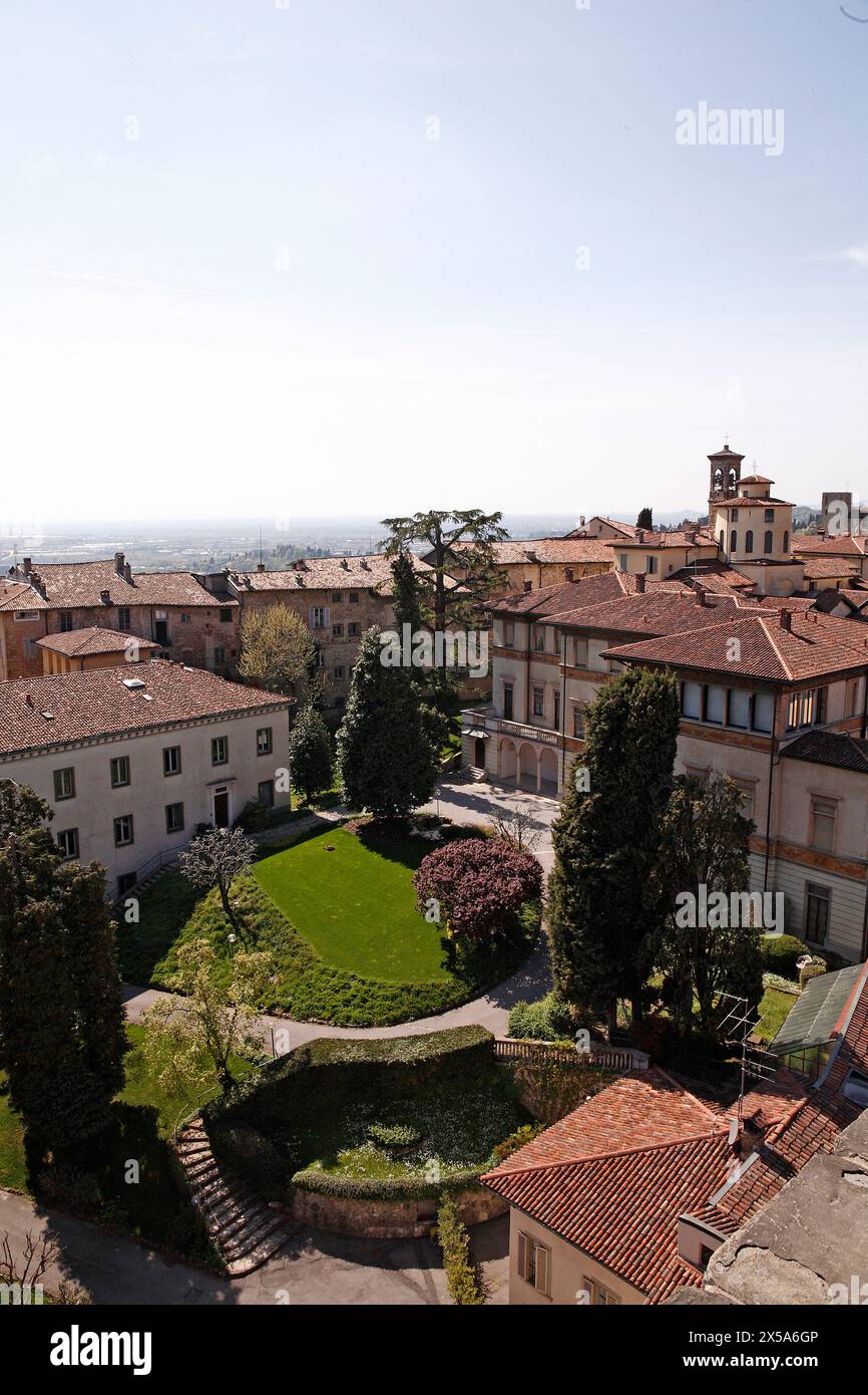Italien Lombardei Bergamo Alta Panorama Stockfoto