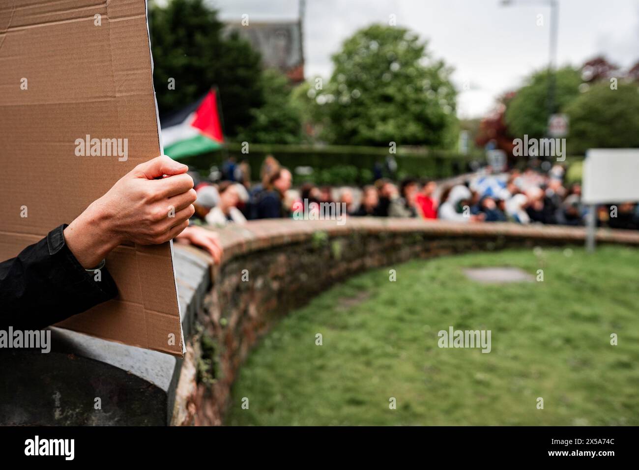 Studentenlager an der University of Bristol (UK) aus Protest gegen die angeblichen Geschäftsverbindungen der Universität zu Israel und zu Rüstungsunternehmen. Stockfoto