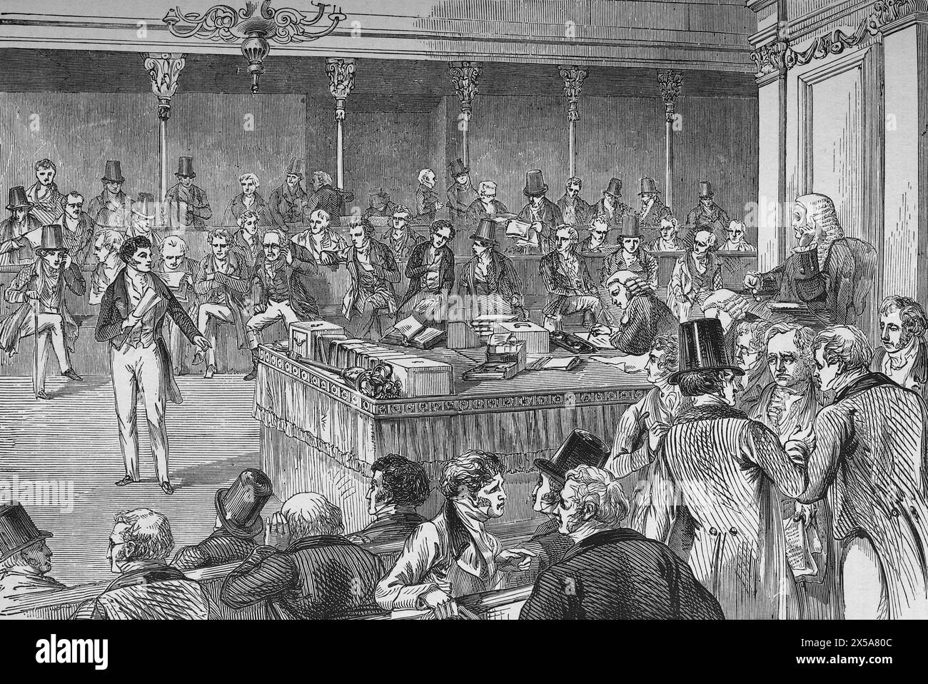 Lord John Russell stellt den Representation of the People Act 1832 vor. Illustration aus Cassell's History of England, Band VII. Neuauflage veröffentlicht Circ 1873-5. Stockfoto