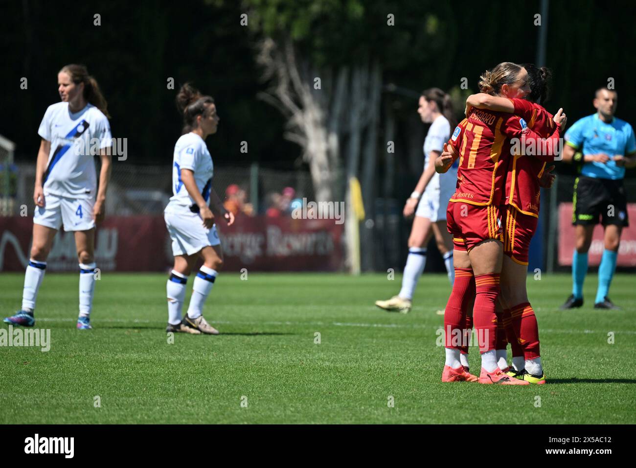 Roma, Italien. Mai 2024. Ende des Rennens die italienische Meisterschaft Serie A 2023-2024 Frauen Fußballspiel zwischen Roma und Inter im Stadion mit drei Springbrunnen, Italien (Felice de Martino/SPP) Credit: SPP Sport Press Photo. /Alamy Live News Stockfoto