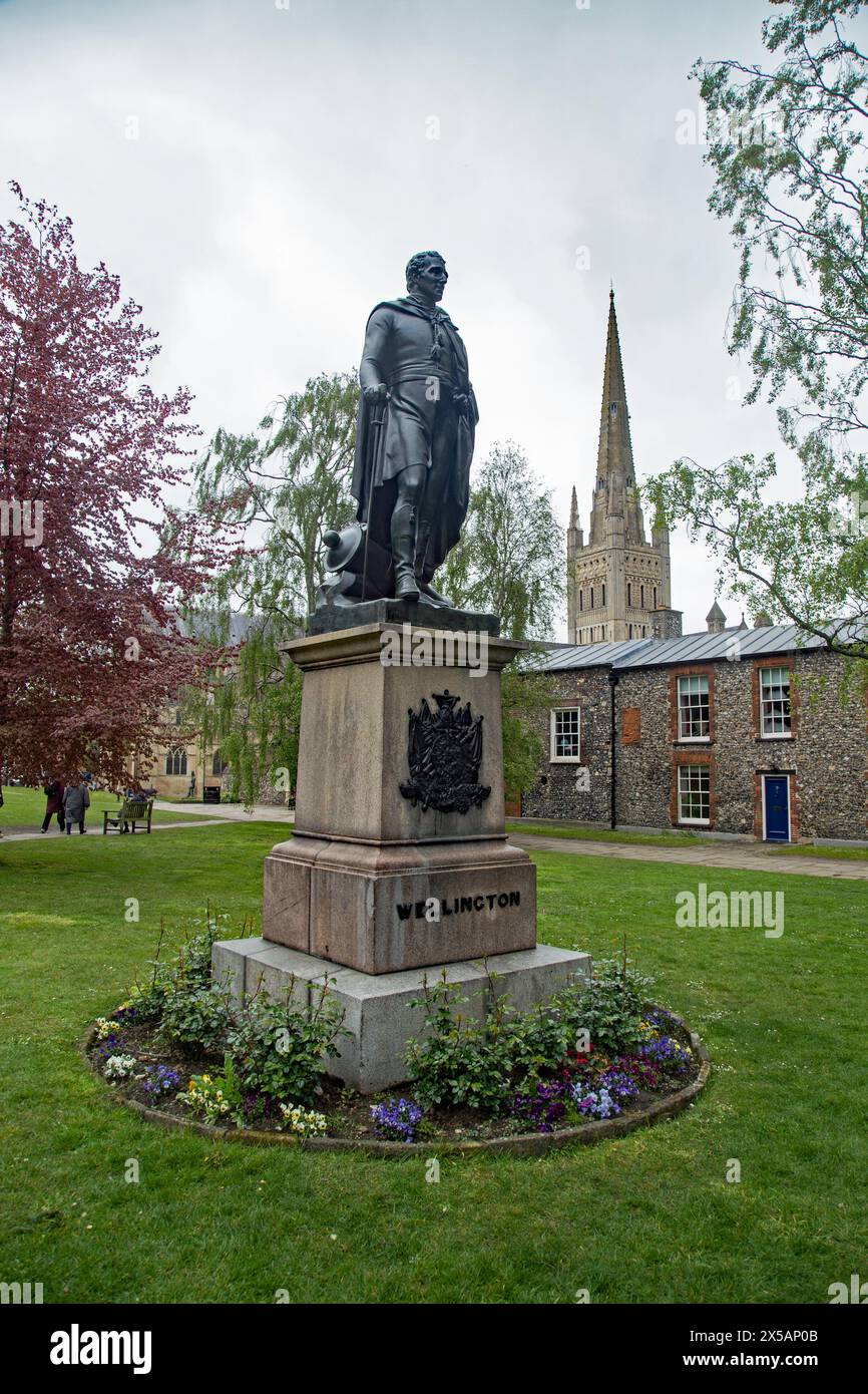 Norwich, Norfolk, England, 27. April 2024, Statue des Duke of Wellington Stockfoto