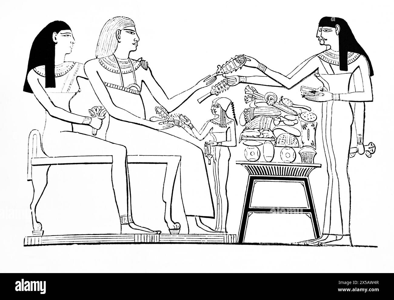 Holzgravur der ägyptischen mit Musikinstrumenten die Sistrums aus der antiken 19. Jahrhundert illustrierte Familienbibel Stockfoto