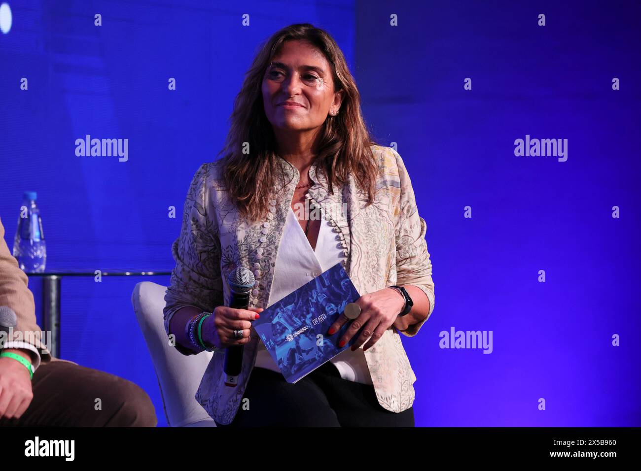 Sao Paulo, Sao Paulo, Brasilien. Mai 2024. Sao Paulo (SP), 08/2024 Ã¢â‚¬' EVENT/SPORTS/SUMMIT/SP Ã¢â‚¬' Panel Ã¢â‚¬Å”Brands. Fanorientierte Strategien zur Förderung von CONMEBOL platformÃ¢â‚¬Â, unter Beteiligung von Yeray Romera Troya, Leiter der Fußballpartnerschaften Ã¢â‚¬' Latam - EA Sports, Felipe Garcia, kaufmännischer Leiter der Vereinswettbewerbe bei CONMEBOL, und Daniella Simionato, Leiterin der Medien und Sponsoring von Latam - Mercado Livre, mit Moderation Maria Barbera, Vizepräsidentin für Marketing und Vertrieb beim FC Diez Media, bei der 2. Ausgabe des Sports Summit Sao Paulo 2024, A ME Stockfoto