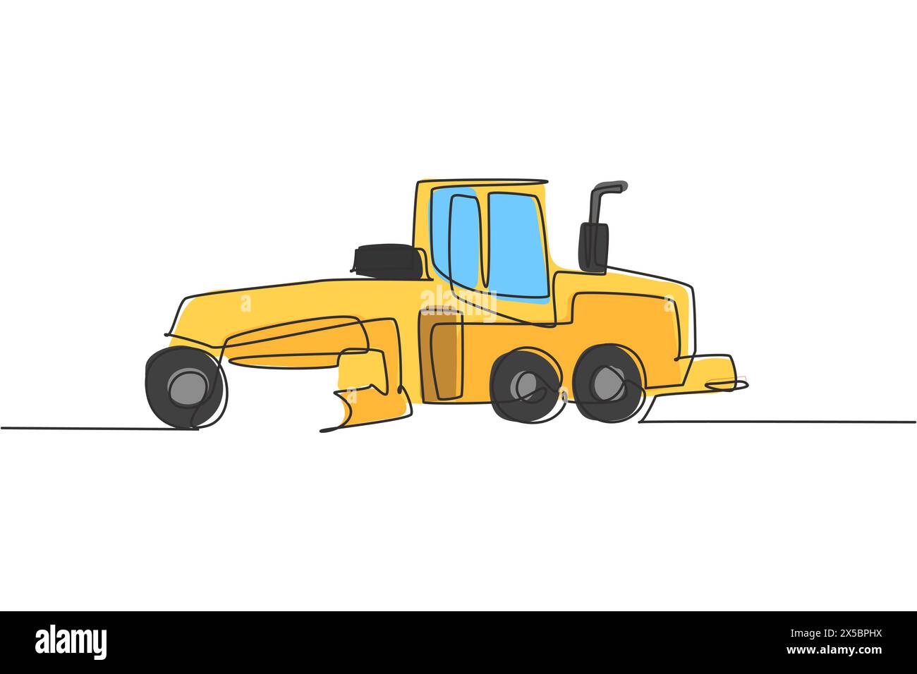 Eine einzige Linie Zeichnung von Metallrolle für die Pflasterung der Straße, Nutzfahrzeug Vektor Illustration. Schwere Maschinen Fahrzeuge Baukonzept. Mod Stock Vektor