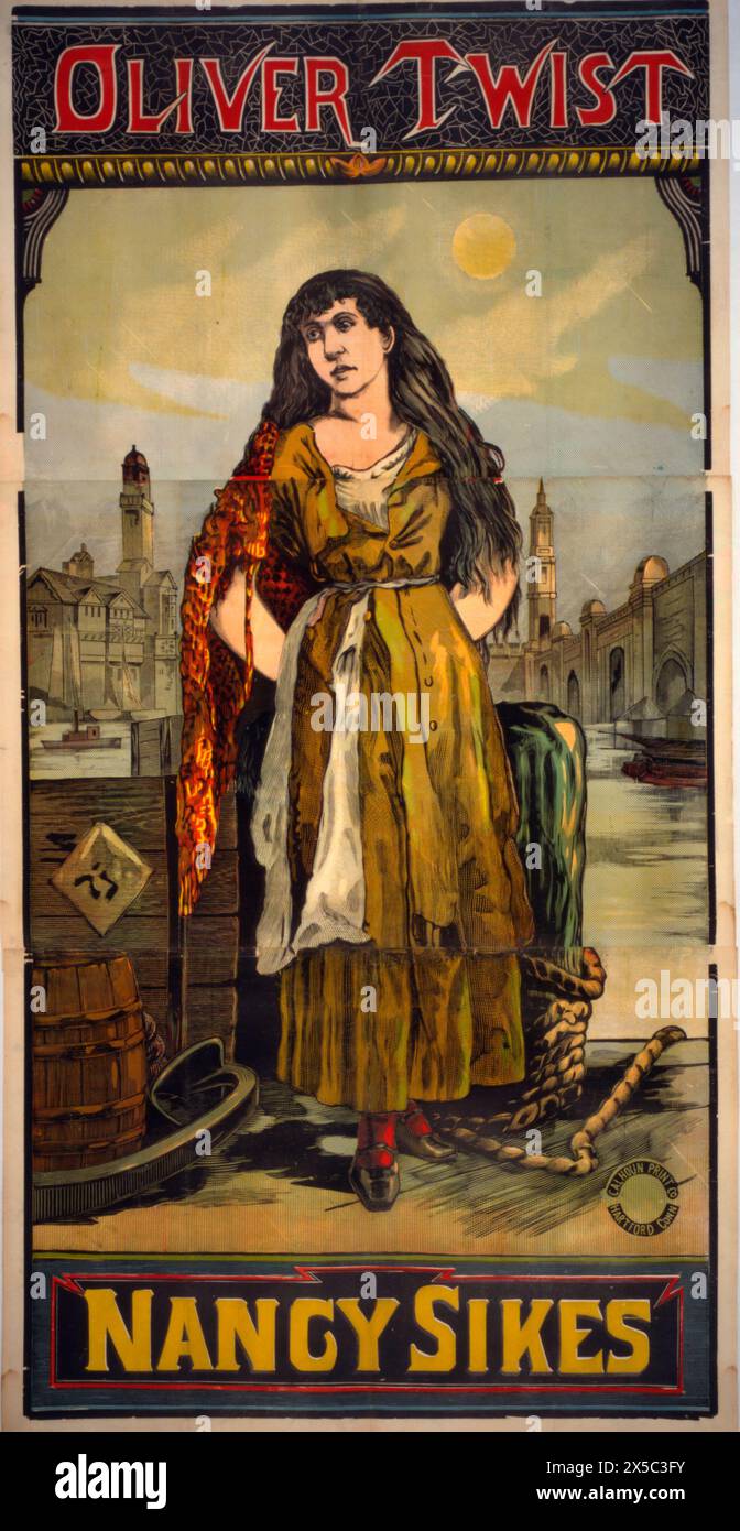 Oliver Twist – Nancy Sikes Theater Poster mit einem Porträt von Nancy Sikes, ca. 1888 Stockfoto