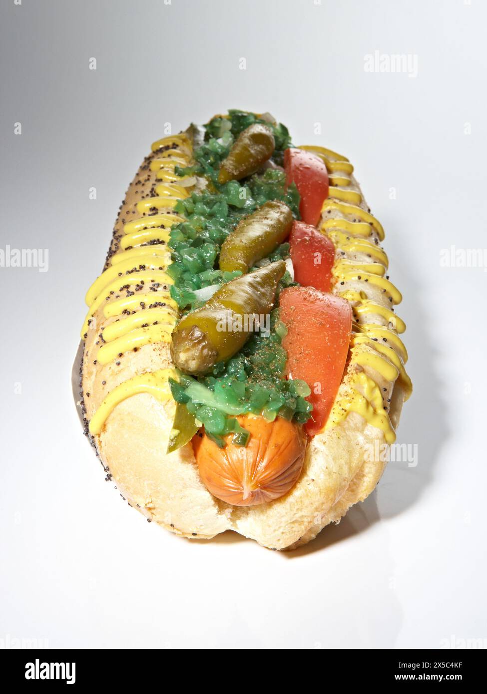 Hot Dog im Chicago-Stil. Stockfoto