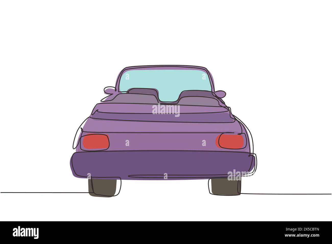 Das Logo des Oldtimer-Cabriolets in einer Zeile. Umrisssymbol für Sammler Auto- und Automobildesign. Klassisches Kraftfahrzeug. Konti Stock Vektor