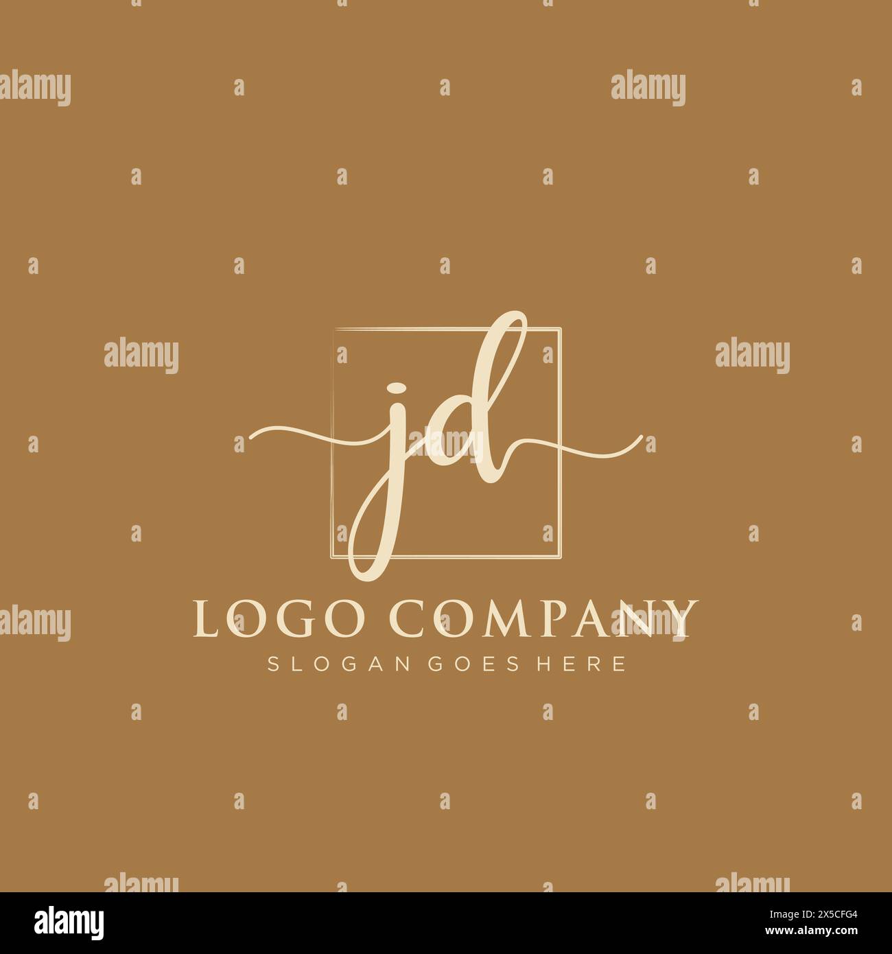 JD Initial Handschriftenlogo mit Rechteck Stock Vektor