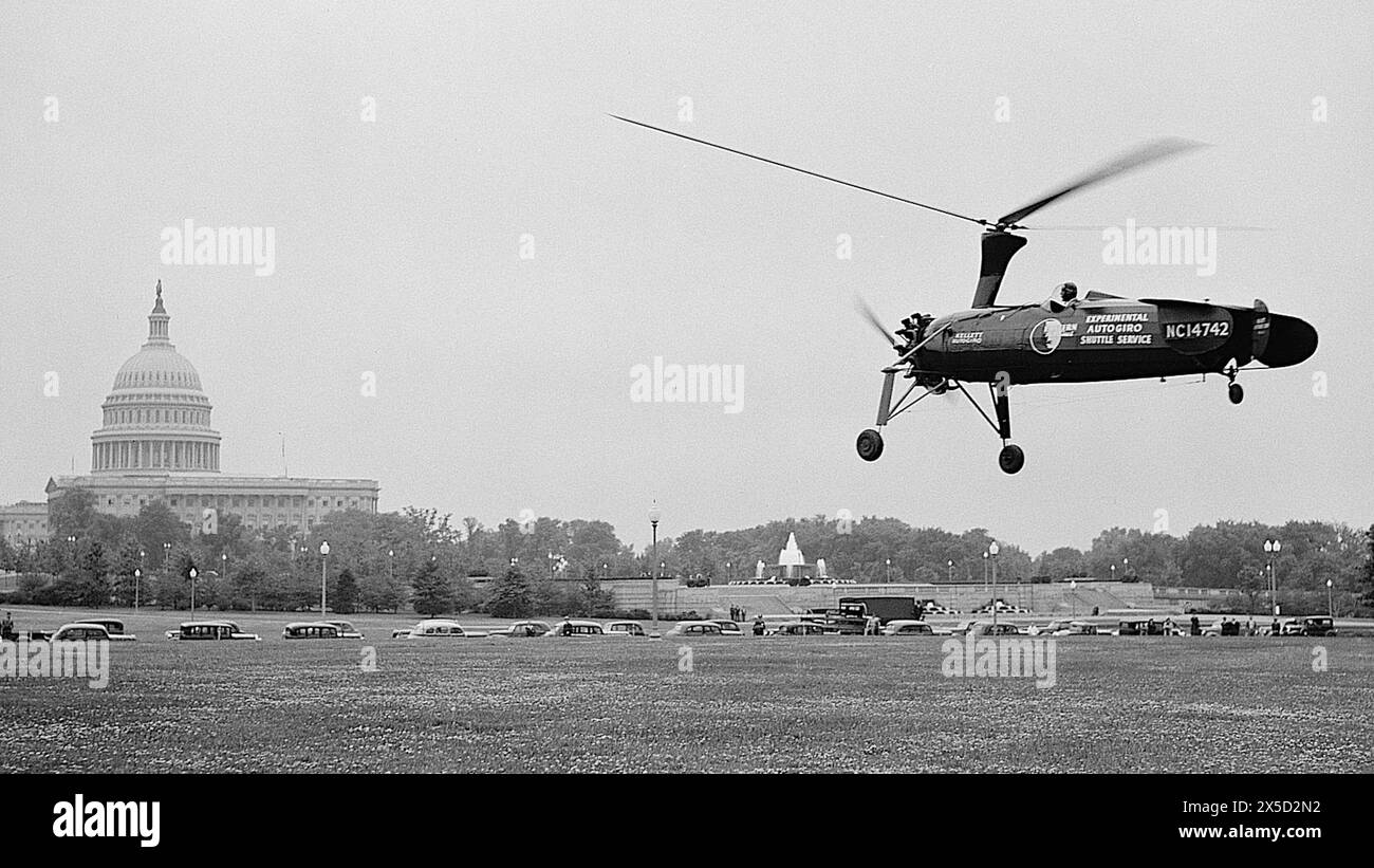 Autogyro Shuttle Mail Delivery Demonstration, Washington - 1938 Stockfoto