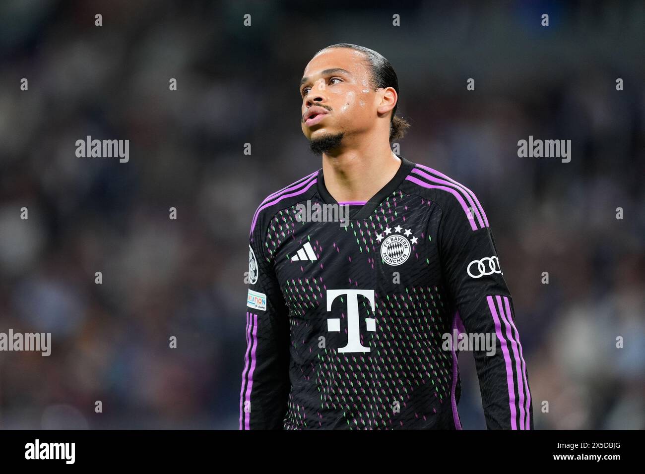 Leroy Sane von Bayern München während der UEFA Champions League, Halbfinale, 2. Legs-Fußballspiel zwischen Real Madrid und Bayern München am 8. Mai 2024 im Santiago Bernabeu Stadion in Madrid, Spanien Stockfoto Leroy Sane von Bayern München während der UEFA Champions League, Halbfinale, 2. Legs-Fußballspiel zwischen Real Madrid und Bayern München am 8. Mai 2024 im Santiago Bernabeu Stadion in Madrid, Spanien Stockfoto
