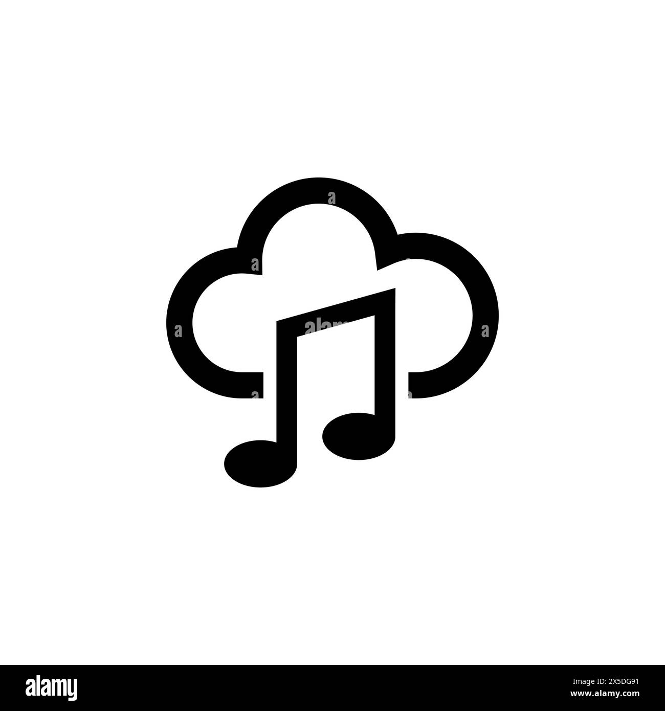 Cloud Music Note flaches Vektorsymbol. Einfaches, ausgefülltes Symbol auf weißem Hintergrund. Design-Vorlage für Cloud Music Note-Zeichen für Web- und mobile UI-Elemente Stock Vektor