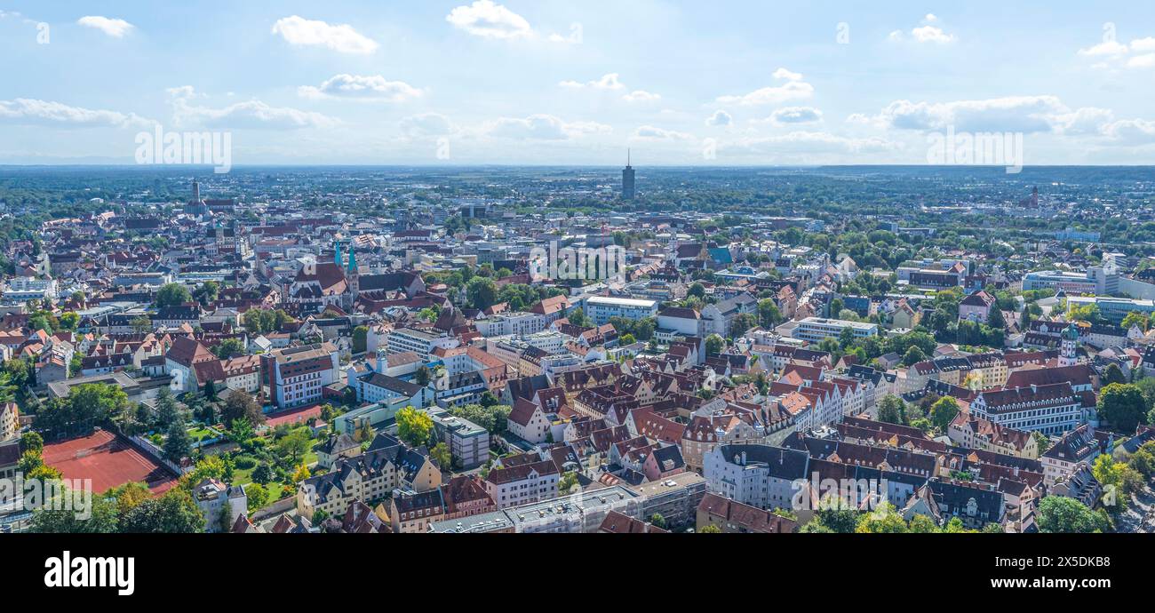 Augsburg von oben, Blick auf die nordöstliche Stadt um Luginsland Stockfoto