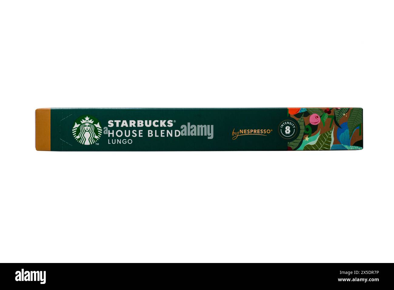 Schachtel Starbucks House Blend Lungo Kaffeekapseln mit Nespresso, isoliert auf weißem Hintergrund Stockfoto