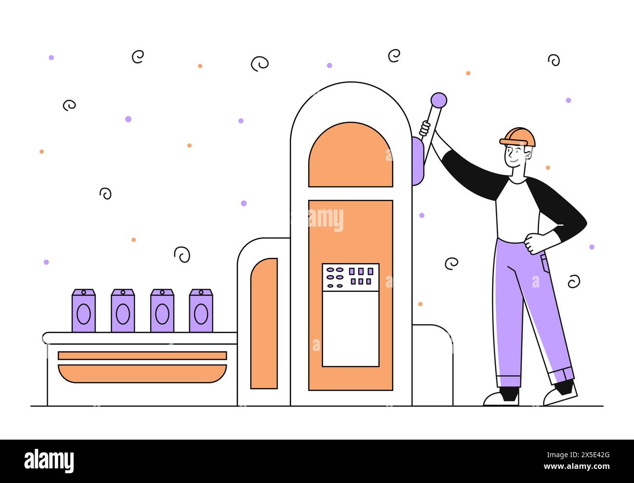 Mann mit industriellem Produktionsvektor einfach Stock Vektor