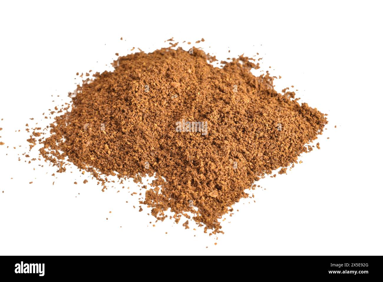 Ein Haufen gemahlenen Kaffees auf weiß, Nahaufnahme. Stockfoto