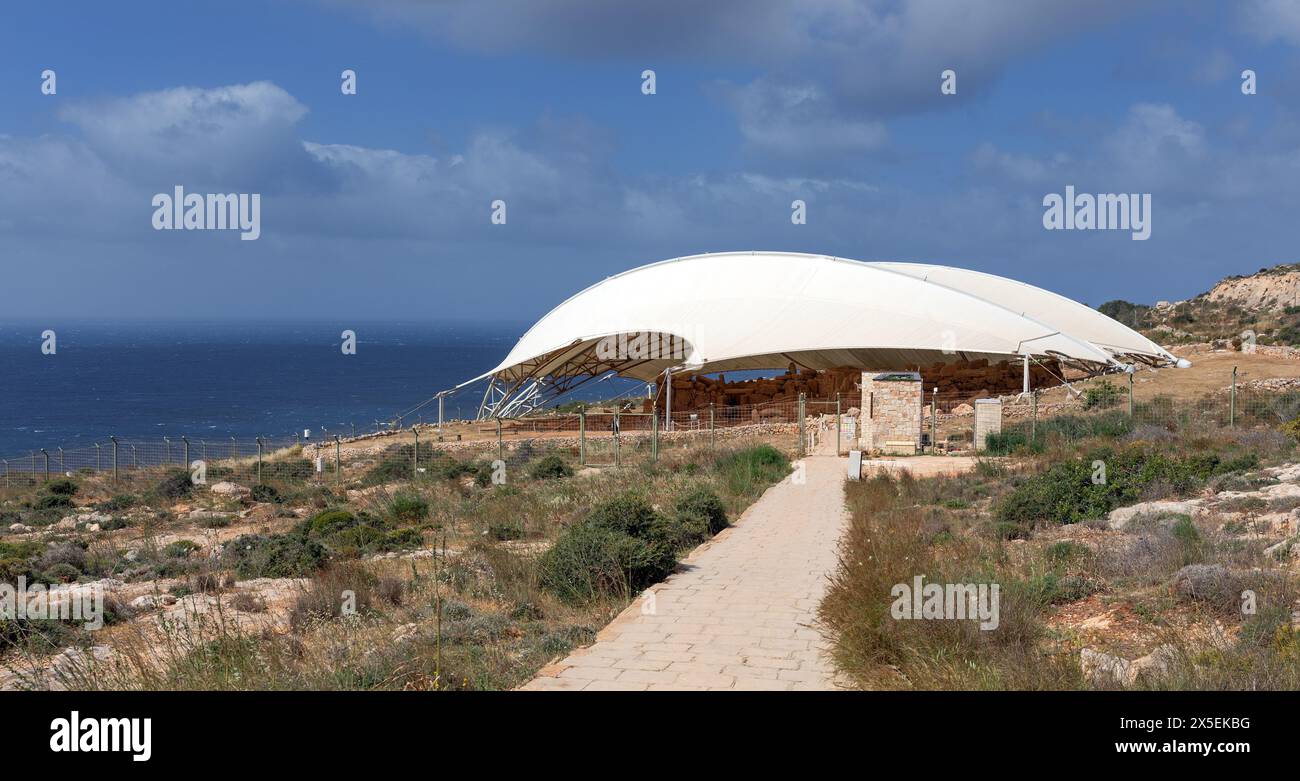 Megalithische Tempelanlage Mnajdra an der Südküste der Mittelmeerinsel Malta Stockfoto