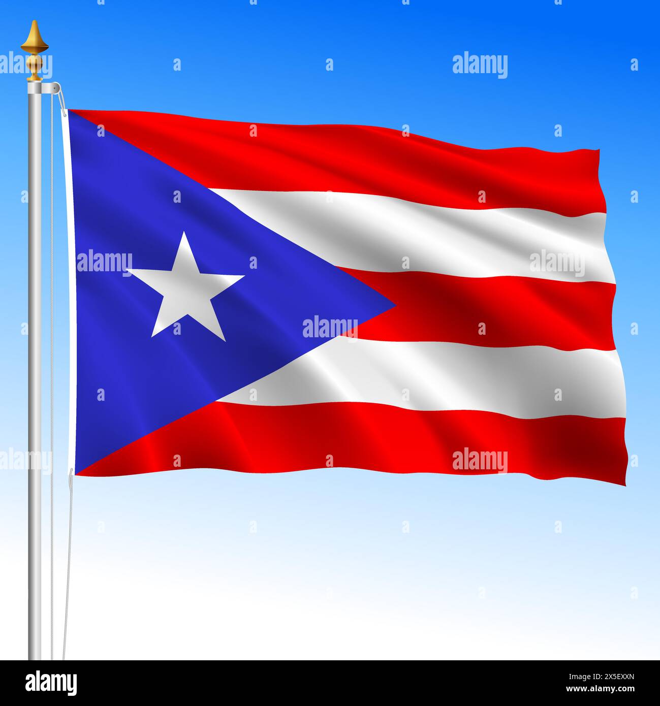 Puerto Rico US Territory offiziell schwenkende Flagge, Vereinigte Staaten, Vektor-Illustration Stock Vektor