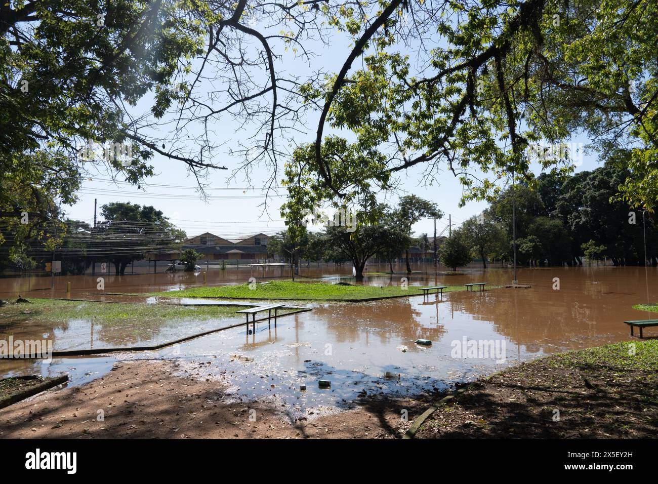 PORTO ALEGRE, BRASILIEN - 07. Mai 2024: Historische Überschwemmung im Süden Brasiliens. Stockfoto