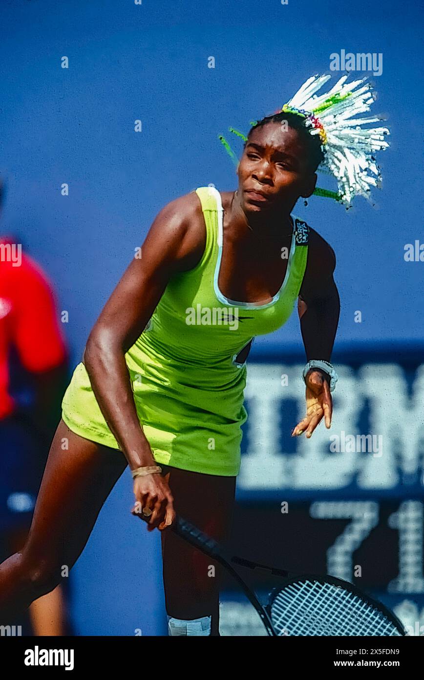 Venus Williams (USA) tritt bei den USOpen Tennis Champnships 1998 an. Stockfoto