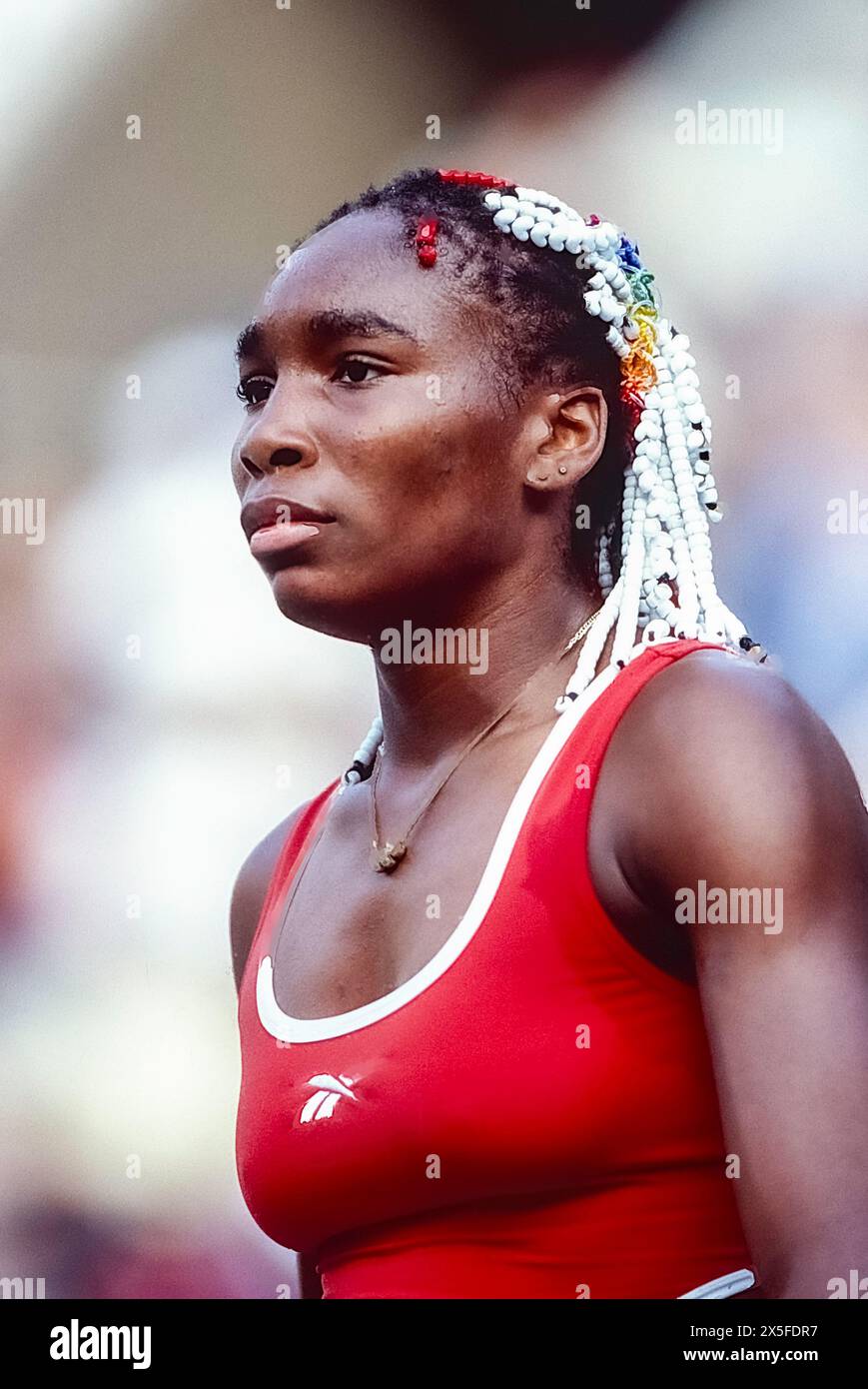 Venus Williams (USA) tritt bei den USOpen Tennis Champnships 1998 an. Stockfoto