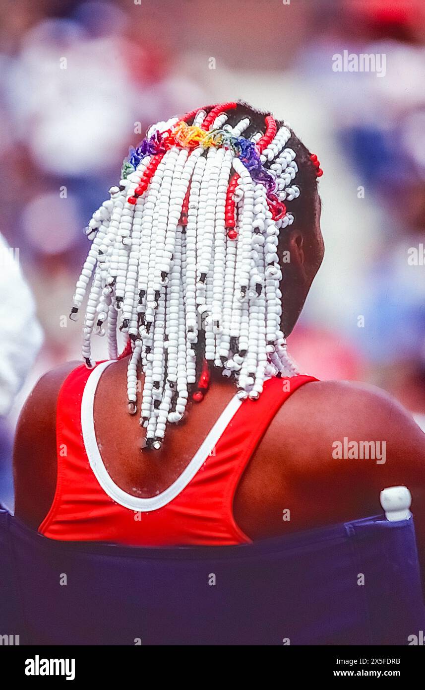 Venus Williams (USA) tritt bei den USOpen Tennis Champnships 1998 an. Stockfoto